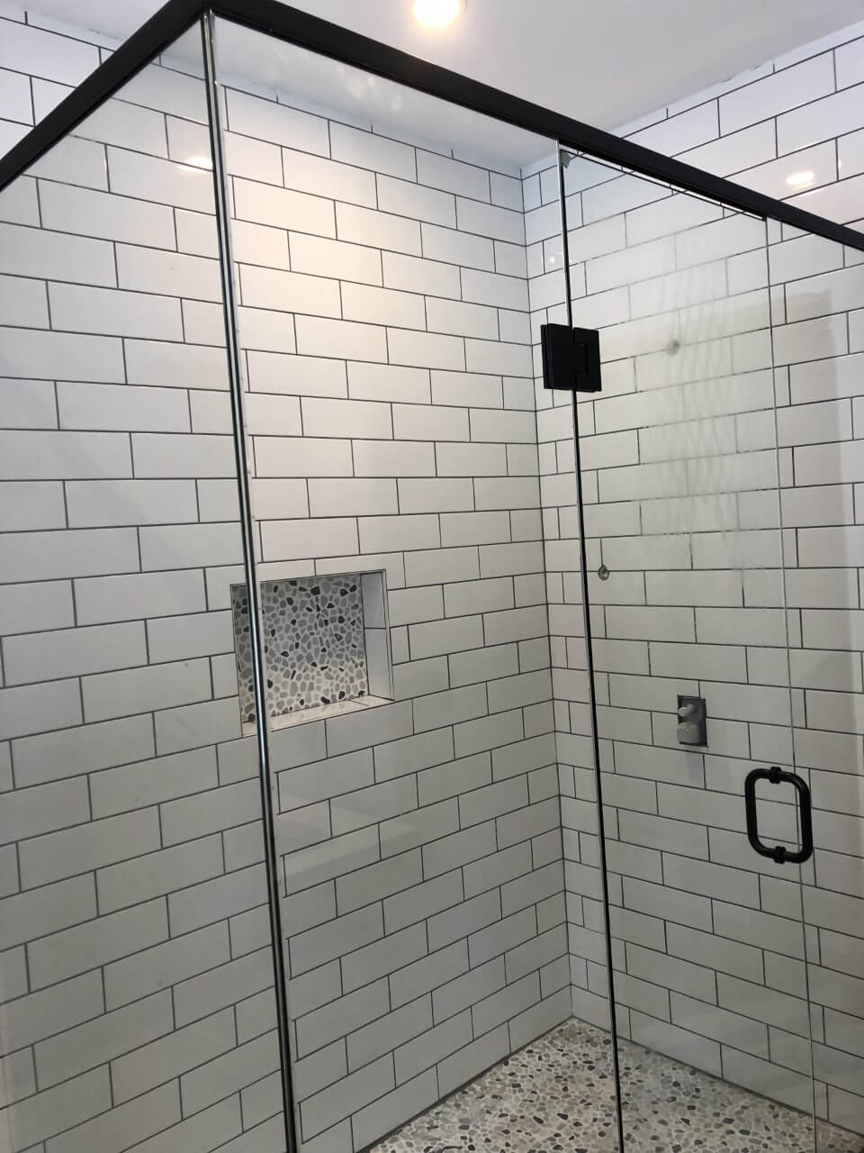 Glass shower installed by Access Glass Inc.